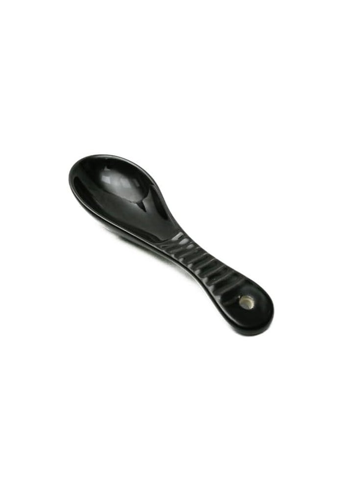 Daiso Black Ceramic Spoon Rest - Stripe Embossed Ladle Holder for Kitchen Counter - Image 3